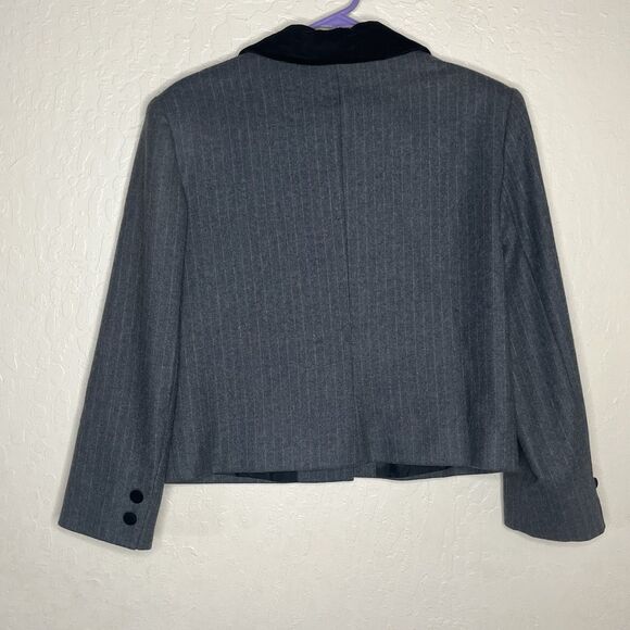 Vintage Brooks Brothers Gray Pinstriped  Velvet Collar Blazer  Womens Size 12 - Picture 7 of 9